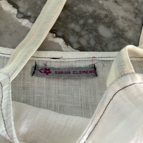 Sarah Clemens Custom Linen Black White Ivory Ruffle Flower Bloomers and Top Set - Picture 3 of 10